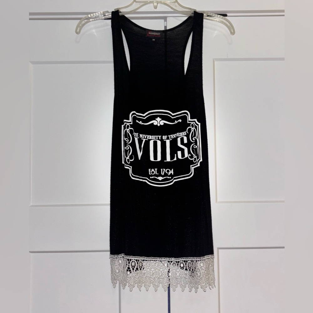 Jack Daniels style tank with crochet at bottom Tennessee